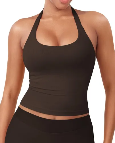 Vista 19 de YEOREO SoftHue Impact Halter - Camiseta sin mangas para mujer Blanco