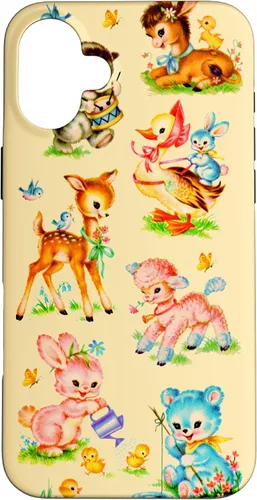Vista 23 de Vintage Baby Animals Nursery 50's Retro Yellow Case for iPhone 17