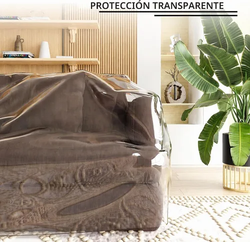 Vista 6 de Imperius Funda de sofá transparente gruesa resistente al agua, cubierta de plástico impermeable para sofá, funda de sofá de vinilo para evitar