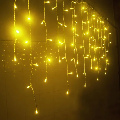 Vista 3 de Luces LED de carámbano de Navidad, 13 pies, 96 luces de hadas LED en cadena, cortina extensible, 8 modos, luces colgantes parpadeantes novedosas