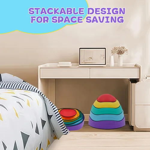 Vista 5 de Juego de 11 piedras antideslizantes para niños, bloques de equilibrio para interiores y exteriores, equipo de fitness para niños, promueve