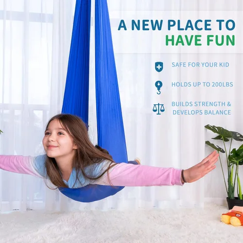 Vista 3 de OUTREE Columpio sensorial para niños con gancho giratorio de 360°, columpio de terapia interior ideal para autismo, TDAH, trastorno de procesamiento