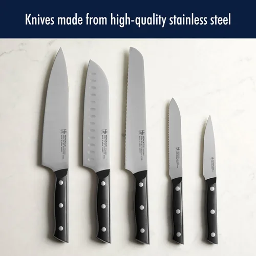 Vista 11 de HENCKELS Dynamic Razor-Sharp - Juego de cuchillos de cocina de 5 piezas, diseño alemán informado por más de 100 años de maestría Acero inoxidable