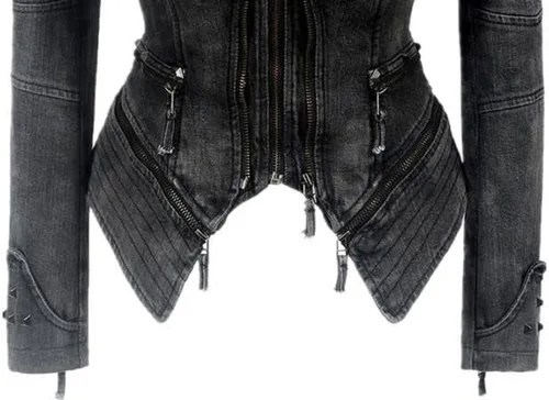 Vista 3 de mujer primavera otoño denim remache chaqueta corta cortavientos ropa exterior