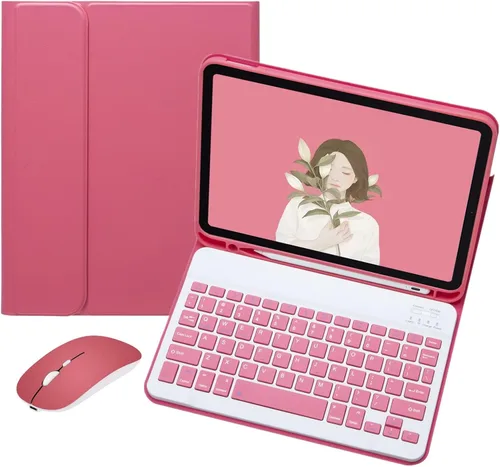 Vista 9 de Teclado de color para iPad 6ª 5ª generación Air 2 iPad Pro 9.7 Funda de teclado con mouse Linda funda de teclado inalámbrico desmontable extraíble