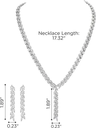 Vista 7 de SWEETV Juego de joyas de araña para mujer, para boda, marquesa con circonita cúbica, juego de aretes para fiesta, graduación, joyería de boda