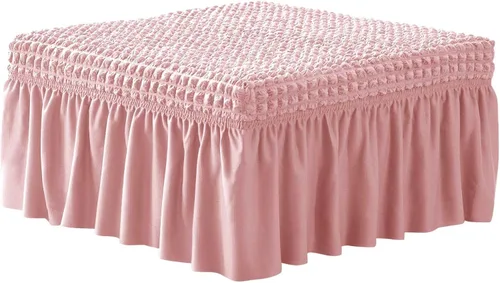 Vista 13 de NIDITW Funda otomana elástica de sirsaca gris con falda, rectangular, para almacenamiento, funda otomana con textura de burbujas 3D, fundas