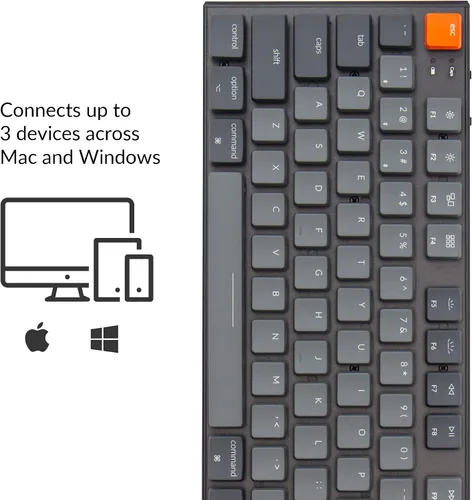 Vista 3 de Keychron K1 Tenkeyless Layout - Teclado mecánico inalámbrico BluetooUSB con cable para Mac Windows con interruptor óptico de menta de perfil bajo
