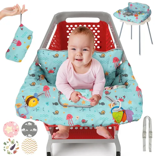 Vista 13 de PILLANI Asiento de carrito de compras para bebé, funda de silla alta para asiento de restaurante - Funda de carrito de comestibles para bebé niña
