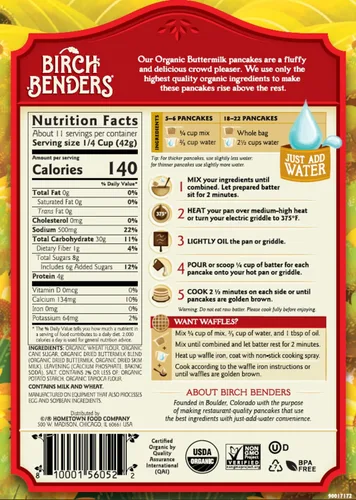 Vista 2 de Birch Benders Mezcla para panqueques y waffles con suero de leche, bolsa de 16 onzas