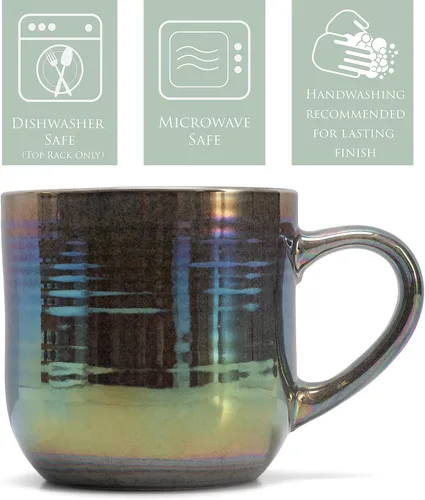 Vista 4 de Elanze Designs - Taza de café de cerámica con esmalte reactivo brillante, tamaño grande de 17 onzas líquidas, taza de cocina diaria de grado