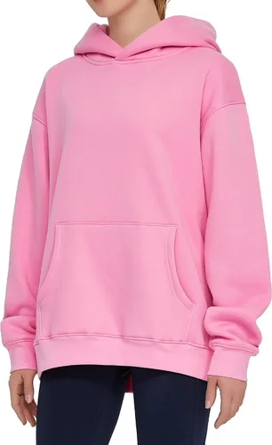Vista 2 de THE GYM PEOPLE Sudadera con capucha de gran tamaño para mujer, ajuste holgado, forro polar suave, con bolsillos