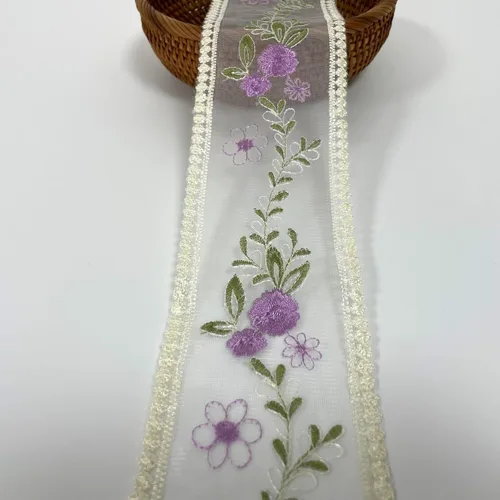 Vista 9 de Cinta de encaje, delicada cinta de bordado de algodón para decoración de bodas/novia, costura de manualidades, decoración del hogar, 10 yardas Beige