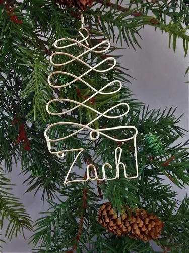 Vista 3 de Adornos de Navidad personalizados, árbol dorado, plateado o rojo con cualquier nombre, etiqueta de nombre para regalo o calcetín de Navidad, adorno