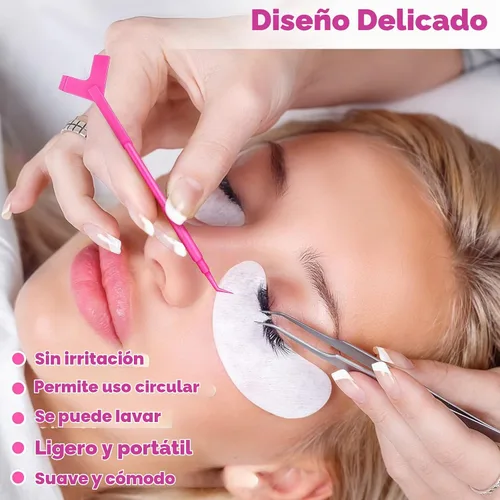 Vista 6 de 100 piezas en forma de Y herramienta de elevación de pestañas y permanente, cepillo para suministros de extensión de pestañas