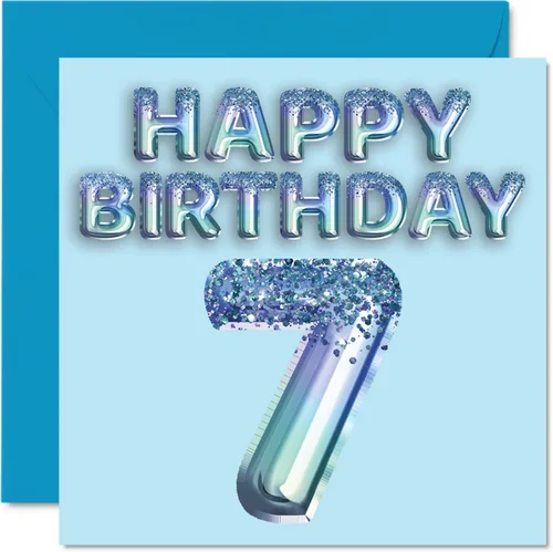 Vista 49 de Stuff4 Tarjeta de primer cumpleaños para niños, globo de fiesta con purpurina azul, tarjetas de feliz cumpleaños para niño de 1 año, nieto, hijo, 57