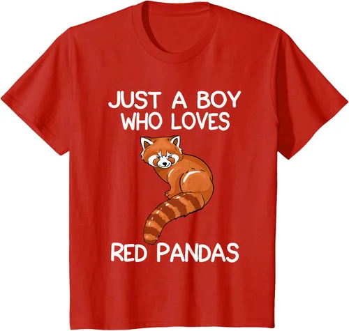 Vista 50 de Just A Boy Who Loves Red Pandas Gift - Camiseta con diseño de panda roja, Negro, S