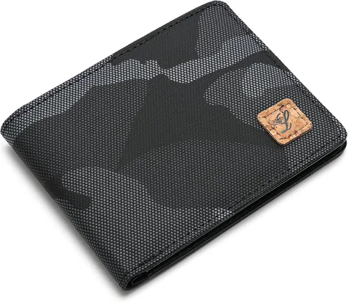 Vista 6 de Lanyani Carteras RFID Bifold Simple, Sintético-negro-s, Casual