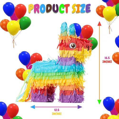 Vista 2 de The Award Box Decoraciones de fiesta de cumpleaños con temática de animales y piñata de burro de 16.5 pulgadas