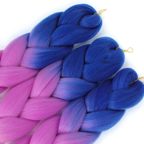Vista 5 de 3 extensiones de cabello trenzado ombré, Alileona colorido, 24 pulgadas, cabello trenzado jumbo para niñas y mujeres, uso diario, 3.53 oz/por