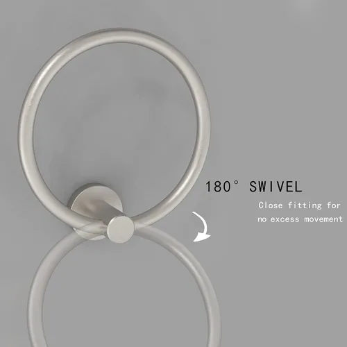 Vista 3 de RARXTR Toallero de níquel cepillado, soporte para toallas de mano para baño, cocina, base redondeada moderna, montaje en pared, acero inoxidable