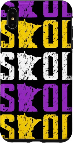 Vista 11 de Funda para iPhone 13 Pro Max SKOL envejecido vikingo vintage morado y amarillo sobre negro