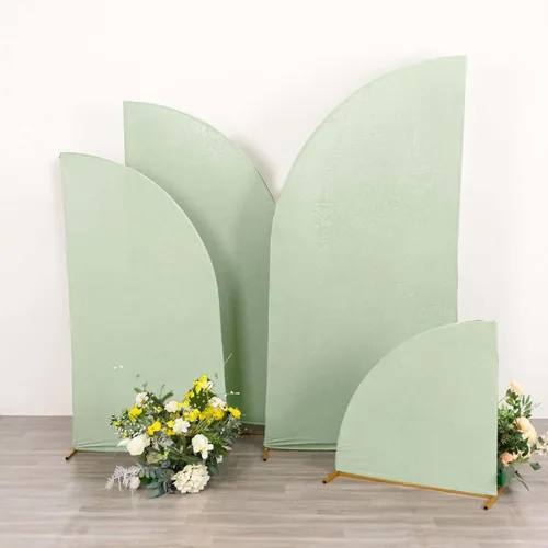 Vista 73 de Efavormart - Juego de 4 fundas de elastano beige para arco de media luna, fundas de telón de fondo Chiara de 2.5 pies a 7 pies para escenarios
