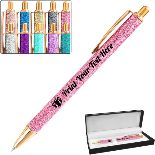 Vista 46 de Hasta 100 bolígrafos personalizados a granel con nombre, bolígrafo con purpurina personalizable, logotipo de negocios, mensaje de texto, regalo