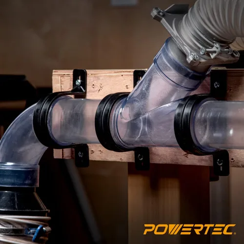 Vista 7 de POWERTEC 70319 Perchas para manguera de recolección de polvo de 2-1/2", tuberías y accesorios de recolección de polvo con tornillos de montaje