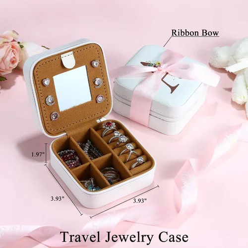 Vista 3 de Parima Joyero de viaje para joyas Esenciales de viaje, pequeño organizador de joyas con iniciales, cajas de joyería, regalos personalizados