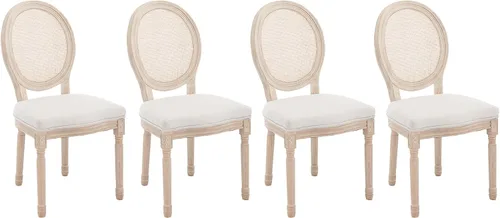 Vista 44 de Kmax Sillas de comedor estilo granja, patas de madera marrón, elegantes sillas de cocina copetudas, sillas de dormitorio francesas desgastadas