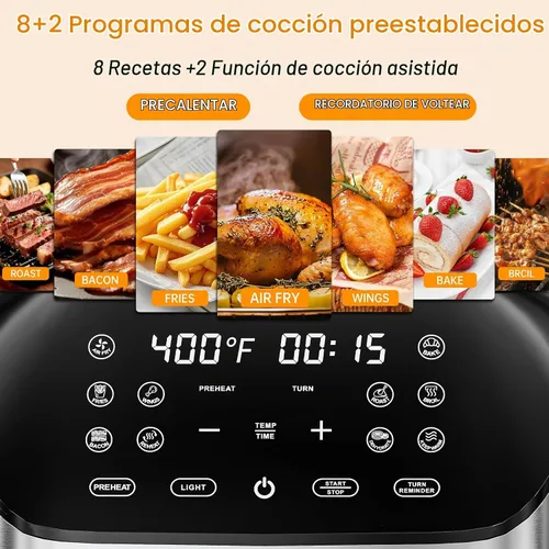 Vista 2 de Panana Freidora de aire de 8.5 cuartos para comidas rápidas y fáciles, freidora de aire compacta con 10 funciones preestablecidas, freidora de aire