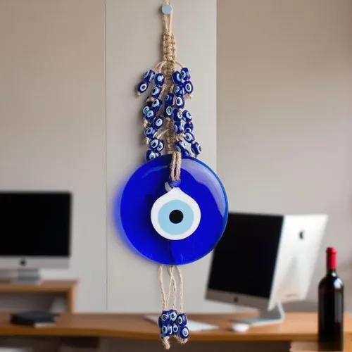 Vista 3 de Talismán de cristal azul contra el mal de ojo con cuentas pequeñas, dije de buena suerte, hogar, oficina, decoración del automóvil, jardín, adorno