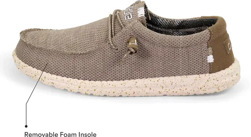Vista 3 de Hey Dude Wally Sox Slate - Mocasines con cordones para hombre, cómodos y ligeros, Camello