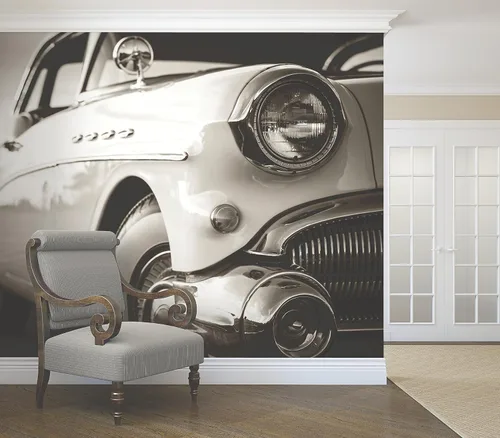 Vista 3 de WR50541 - Mural de pared para coche clásico, color blanco