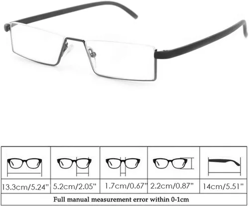 Vista 6 de Lentes de lectura de medio marco con estuche portátil, lentes de lectura delgados y ligeros para mujeres y hombres (2 pares 1.25)