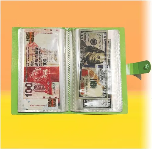 Vista 3 de Carpeta de ahorro de dinero, fundas transparentes para monedas de 50 páginas, soportes portátiles para dinero para coleccionistas, titulares