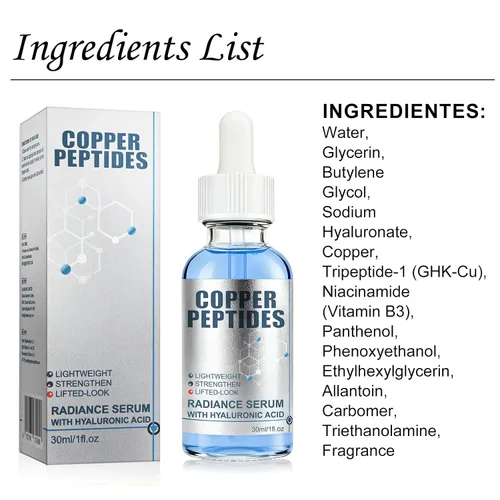 Vista 7 de GHK-Cu - Suero facial de péptido de cobre con ácido hialurónico, suero facial ligero de hidratación profunda, sensación suave y voluminosa