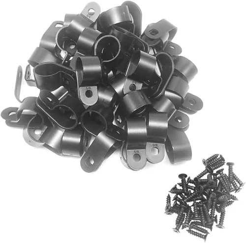 Vista 11 de Abrazadera para cable tipo R, abrazadera de cable de 1/2 pulgada, clips de sujeción de cable de montaje de tornillo de nailon con tornillos