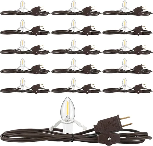 Vista 8 de Macarrie Paquete de 6 accesorios con una bombilla LED de 6 pies, cable de bombilla individual de pueblo navideño con interruptor