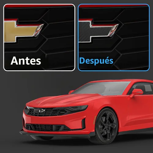 Vista 3 de Lypumso Kit de Envoltura de Vinilo para Emblema de Auto, 6 Piezas de Fibra de Carbono Negro Compatible con Calcomanías de Logo Chevy Bowtie, Corta