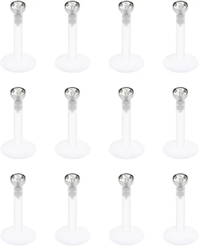 Vista 5 de SCERRING 16G - Anillos de labio de 0.079 pulgadas de circonita cúbica internamente roscada, labret Monroe, anillo de labio, tragus roook, hélice
