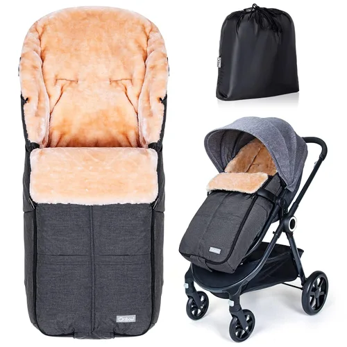 Vista 8 de Orzbow Saco universal para cochecito, bolsa de invierno para cochecito de bebé, saco de dormir cálido de forro polar coral para clima frío