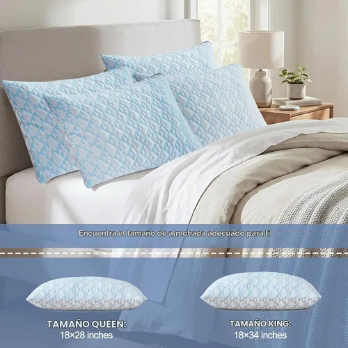 Vista 6 de Almohadas refrescantes de espuma viscoelástica triturada: juego de 2