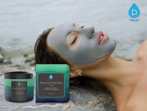 Vista 4 de Pursonic Máscara de barro del mar muerto para cara, acné, piel grasa y puntos negros, 100% natural para piel de aspecto más joven, 8 onzas