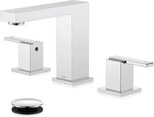Vista 13 de KENES Grifo de Baño Extendido Negro Mate de Dos Manijas, Grifos de Lavabo de Baño Negro de 3 Orificios, 8 Pulgadas, Grifo de Tocador de Baño de 3