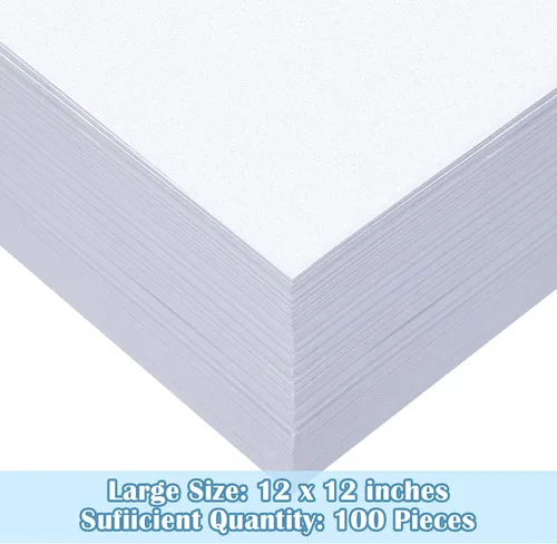 Vista 2 de 100 hojas de cartulina blanca con purpurina de 12 x 12 pulgadas, cartulina brillante, papel metálico brillante en cubierta de 92 libras para álbumes