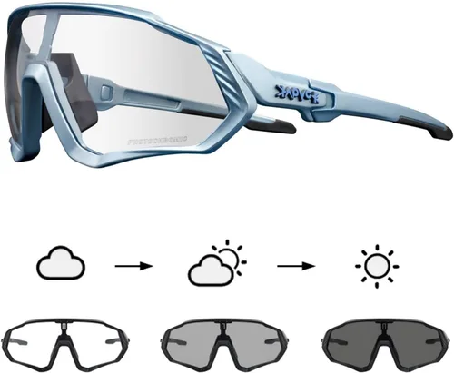 Vista 8 de KAPVOE Gafas de ciclismo fotocromáticas para hombres y mujeres, gafas de sol para bicicleta de montaña MTB, para bicicleta de montaña Clear - K9408
