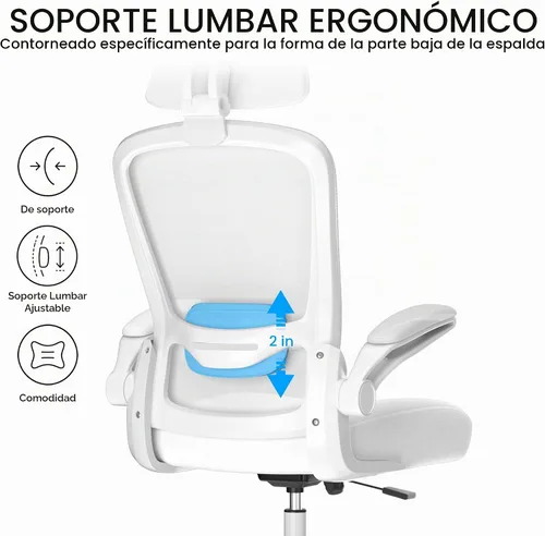 Vista 4 de Mimoglad Silla de oficina, silla de escritorio ergonómica de respaldo alto con soporte lumbar ajustable y reposacabezas, silla giratoria con Todo
