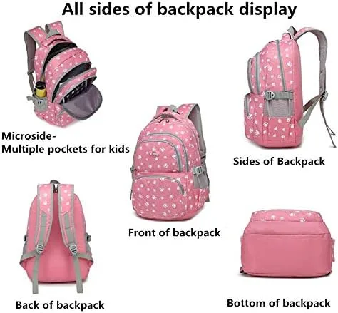 Vista 3 de Mochila con estampado de huellas de perro para estudiantes de escuela primaria, bolsa escolar para estudiantes, Mochila negra, Viajar
